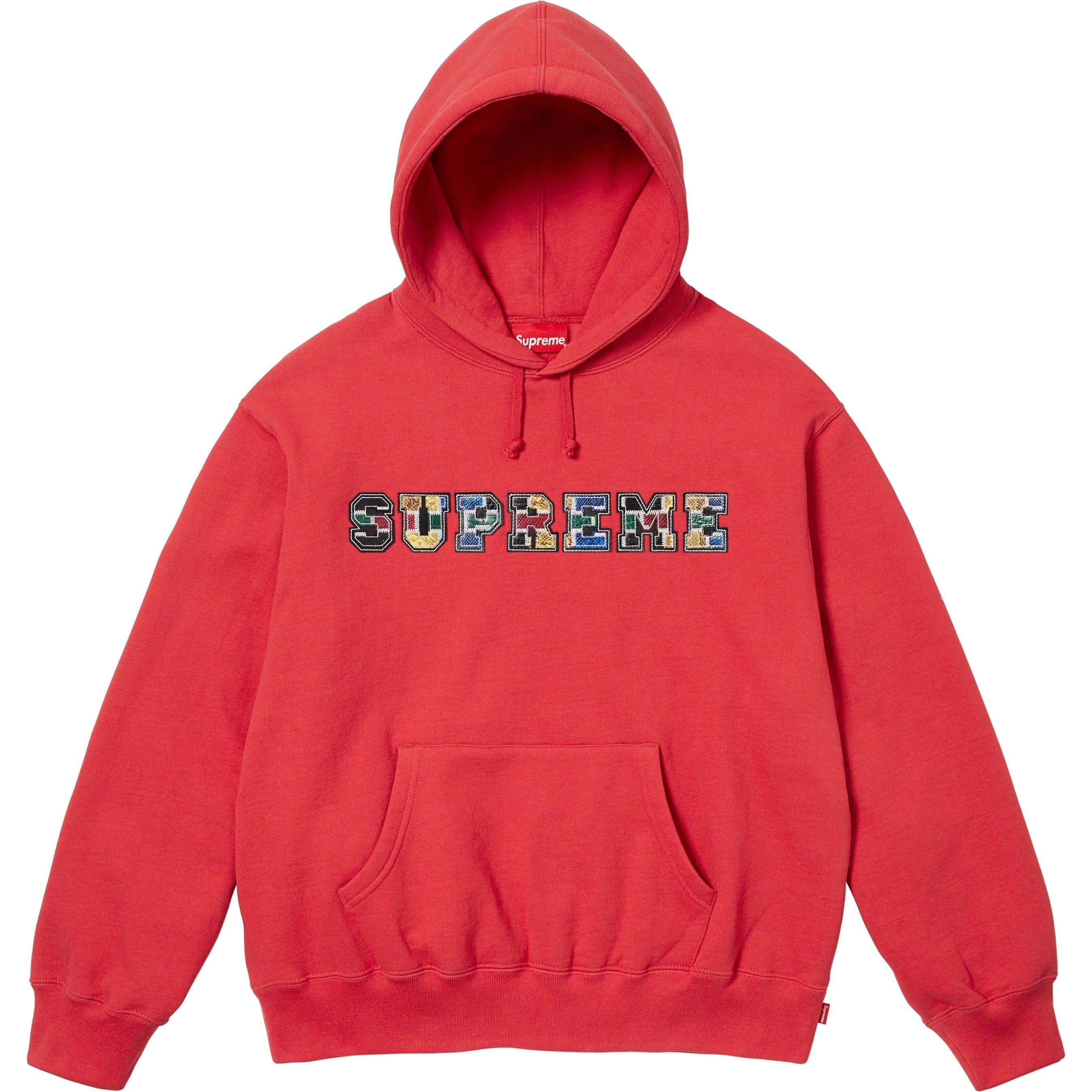 Collegiate Patchwork Leather Hooded Sweatshirt view 5